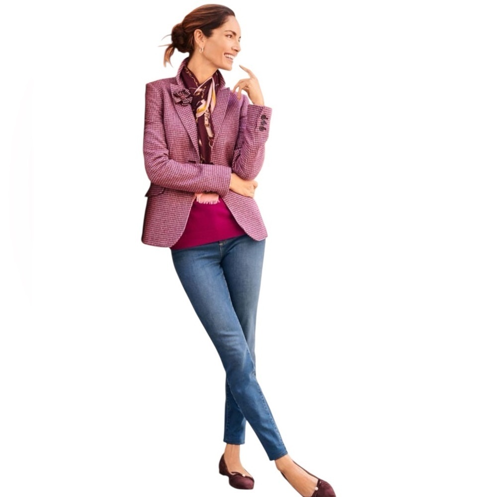 TALBOTS WOOL BLEND HOUNDSTOOTH PREPPY BLAZER 16P